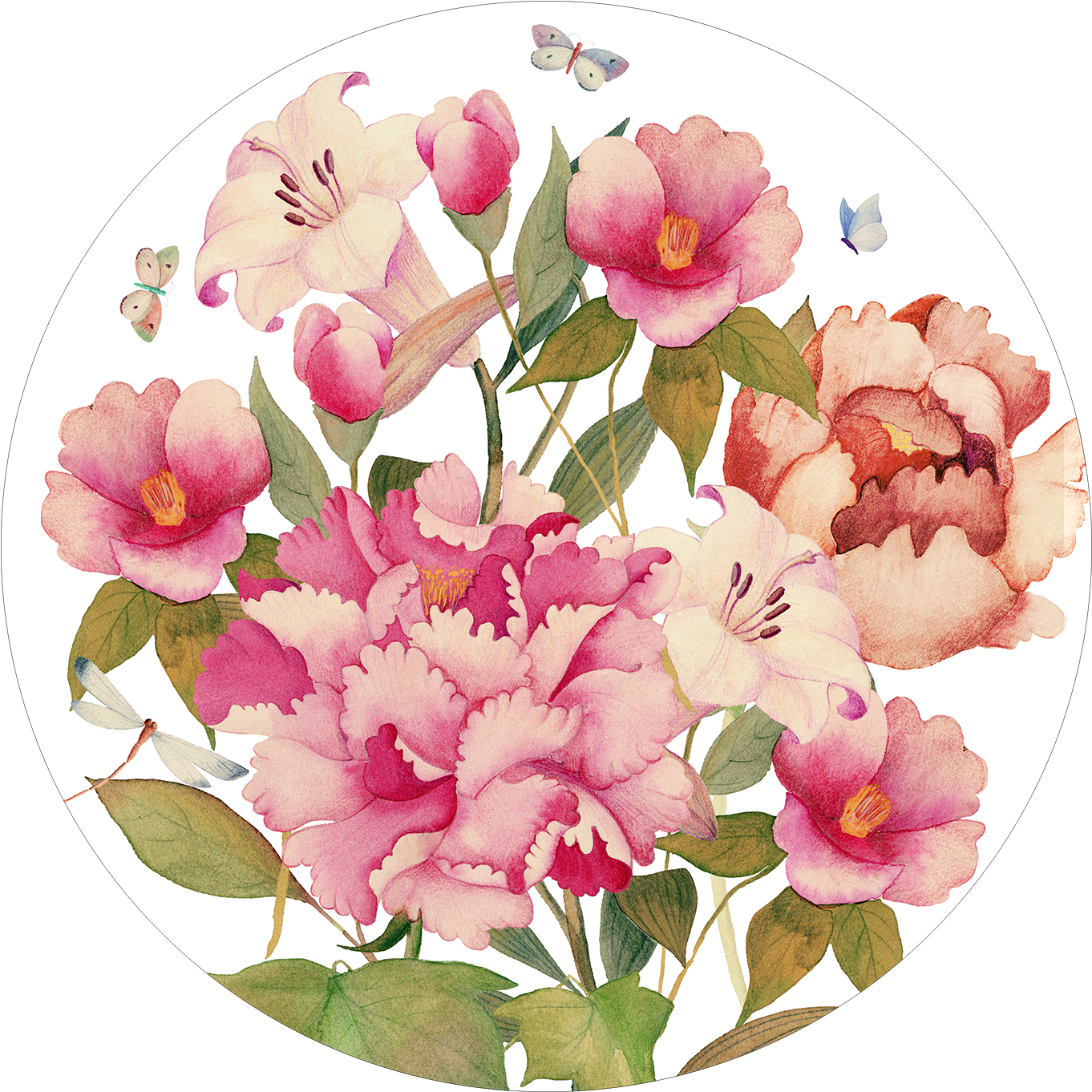 Set of 2 round hardboard placemats «Peony» 100% Made in Italy - The Napking