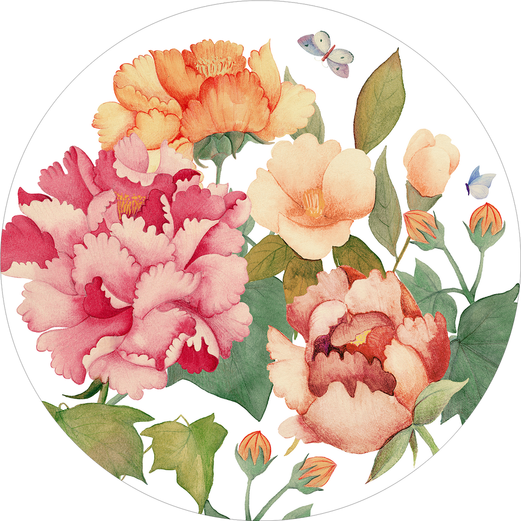 Set of 2 round hardboard placemats «Peony» 100% Made in Italy - The Napking