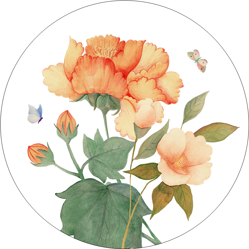 Set of 2 coasters «Peony» wood and cork - 100% Made in Italy