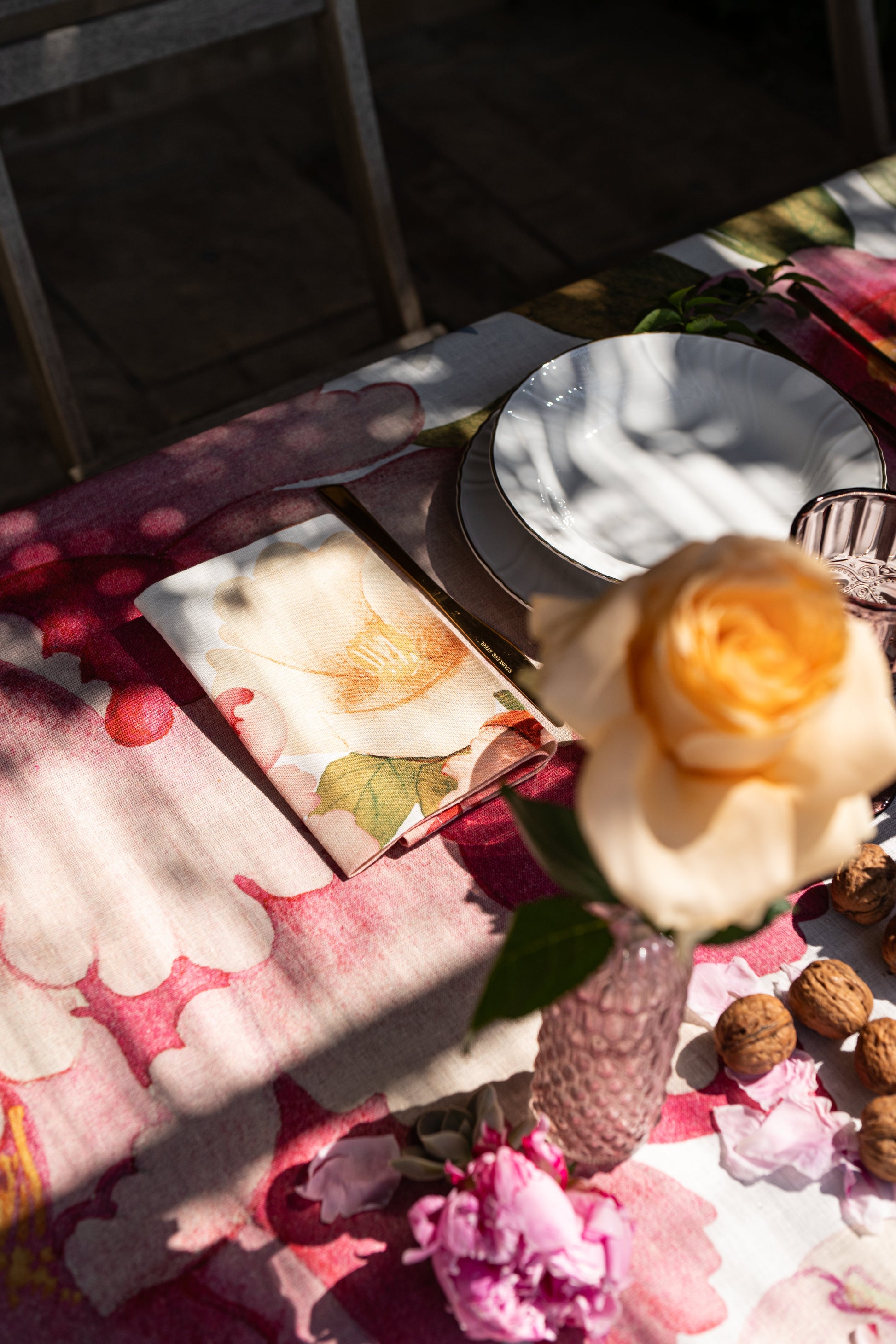 Set Of 4 Napkins «Peony» 100% Made in Italy