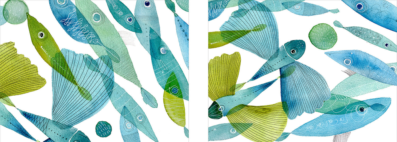 Set of 2 rectangular hardboard placemats Pesci Volanti