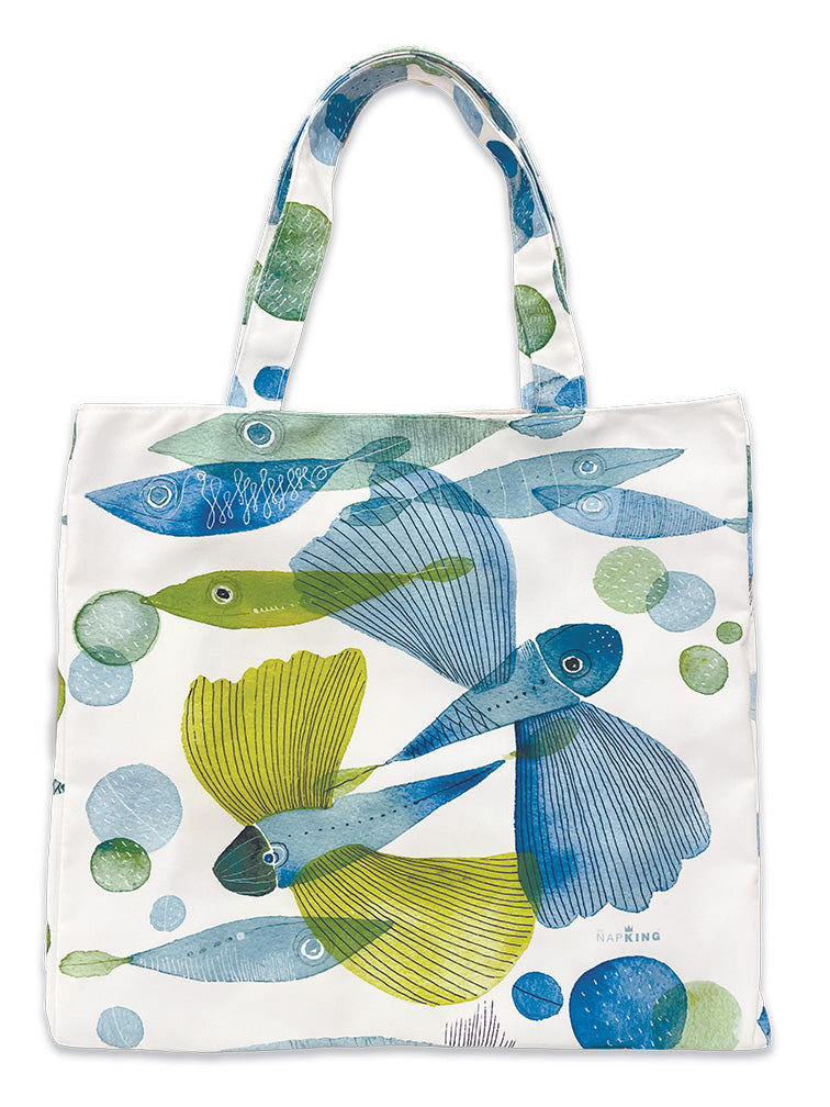 Cotton Shopper bag Pesci Volanti, 100% Made in Italy