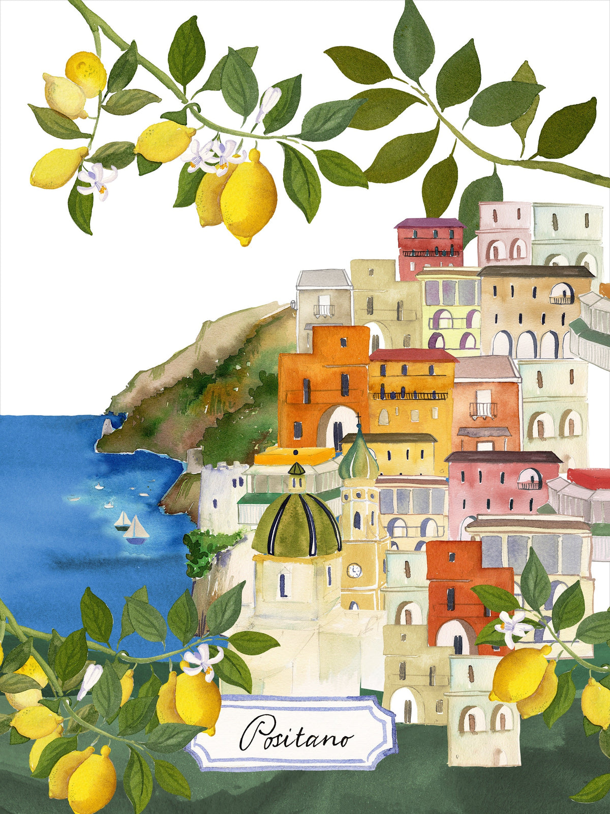 Kitchen Towels «Positano», 100% Made in Italy