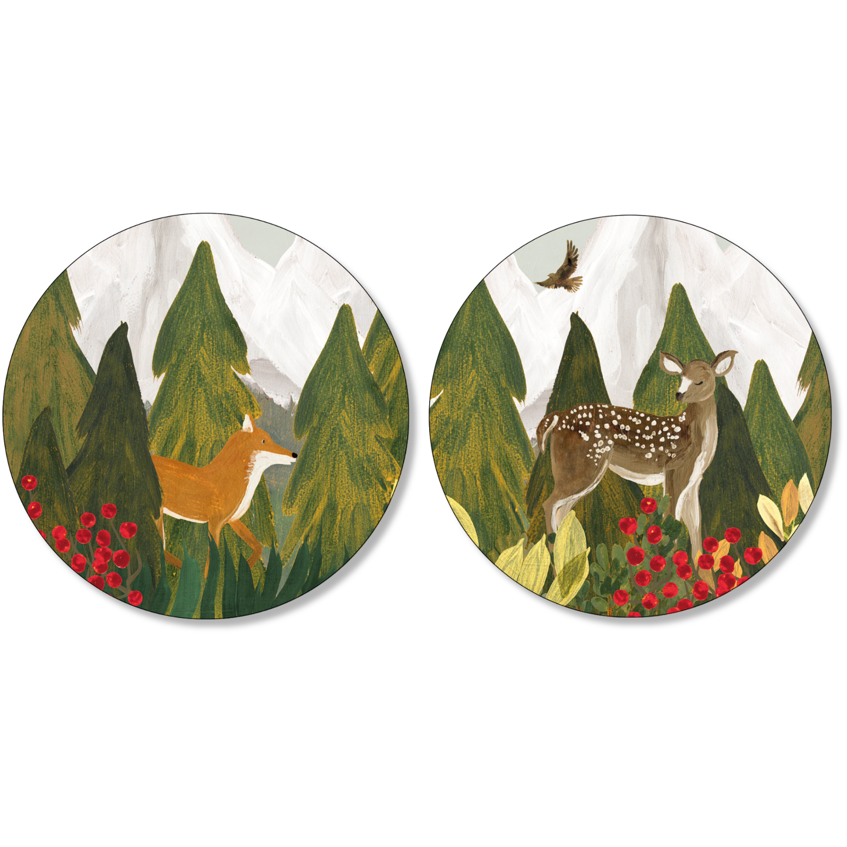Reinard Set of 2 Coasters Wood and Cork