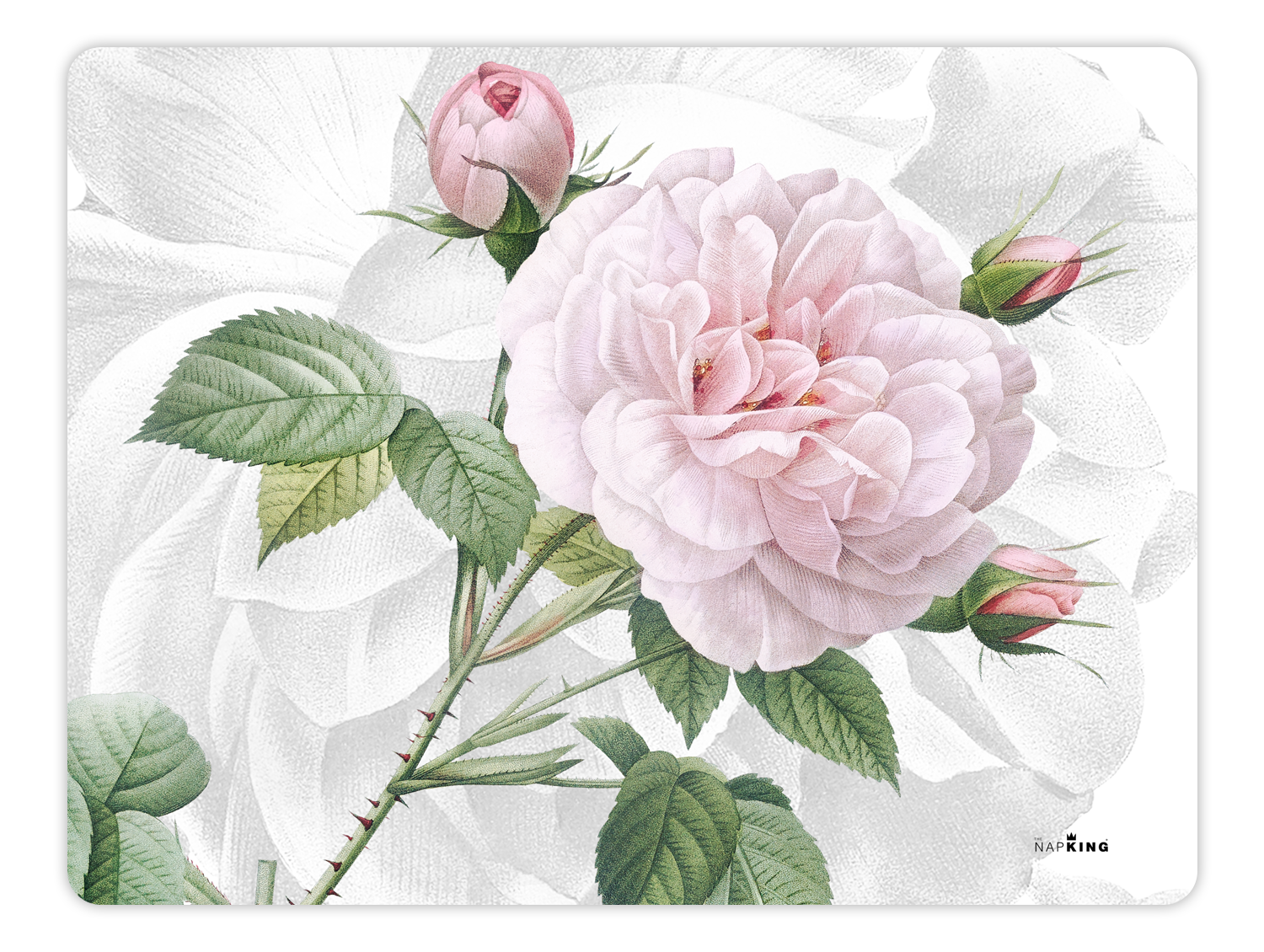 Set 2 Rectangular Hardboard Placemats Roses, 100% Made in Italy