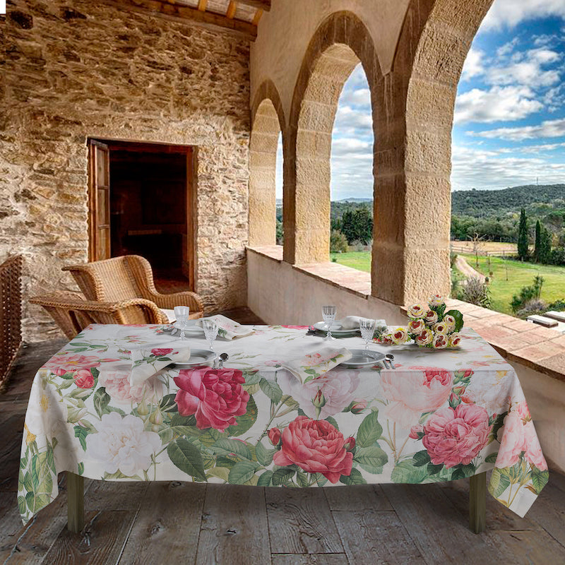 Linen Tablecloths «Roses»  100% Made in Italy