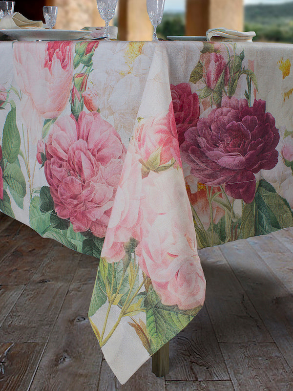 Linen Tablecloths «Roses»  100% Made in Italy