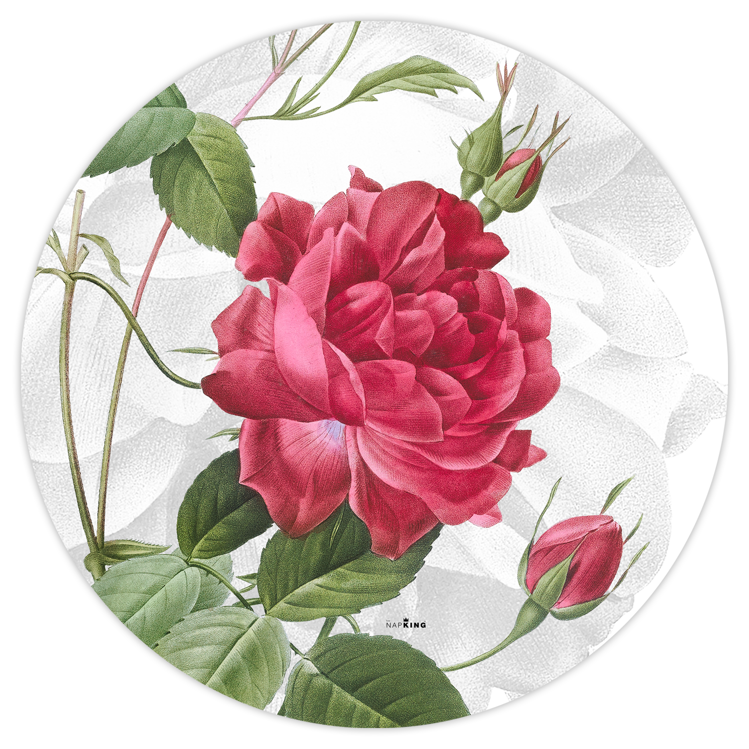 Set of 2 round hardboard placemats Roses, 100% Made in Italy