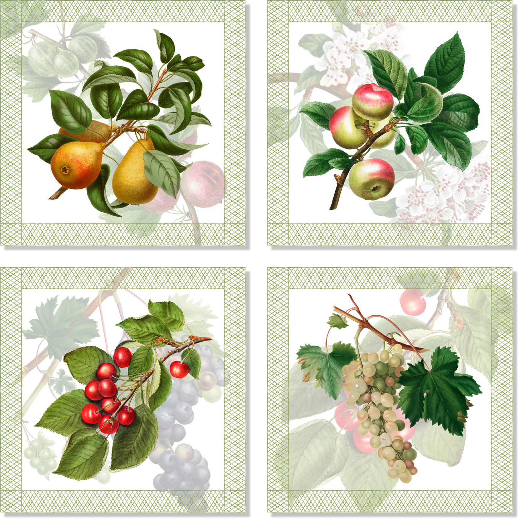 Set Of 4 Napkins «Summer Fruit» 100% Made in Italy - The Napking