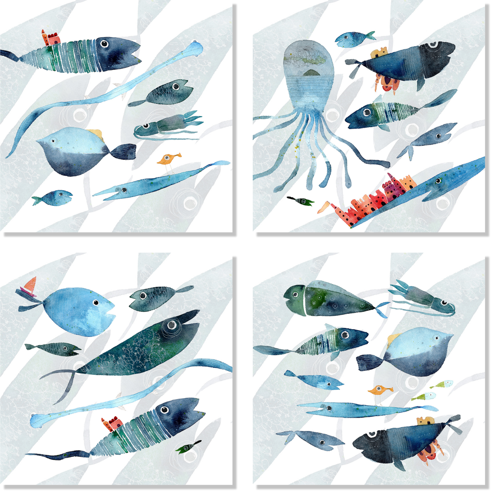 Set Of 4 Napkins «Oltremare» 100% Made in Italy - The Napking