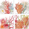 Set Of 4 Napkins Premium Linen «Corals» 100% Made in Italy - The Napking