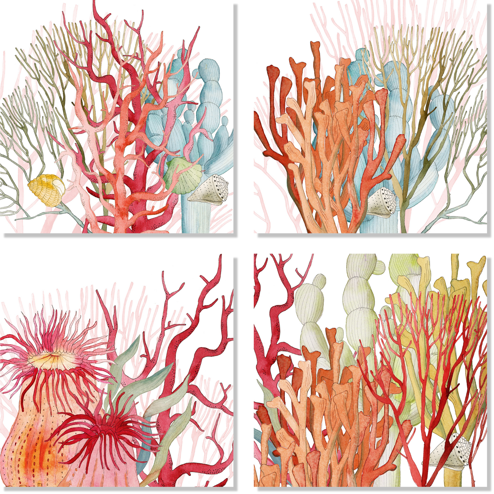 Set Of 4 Napkins Premium Linen «Corals» 100% Made in Italy - The Napking