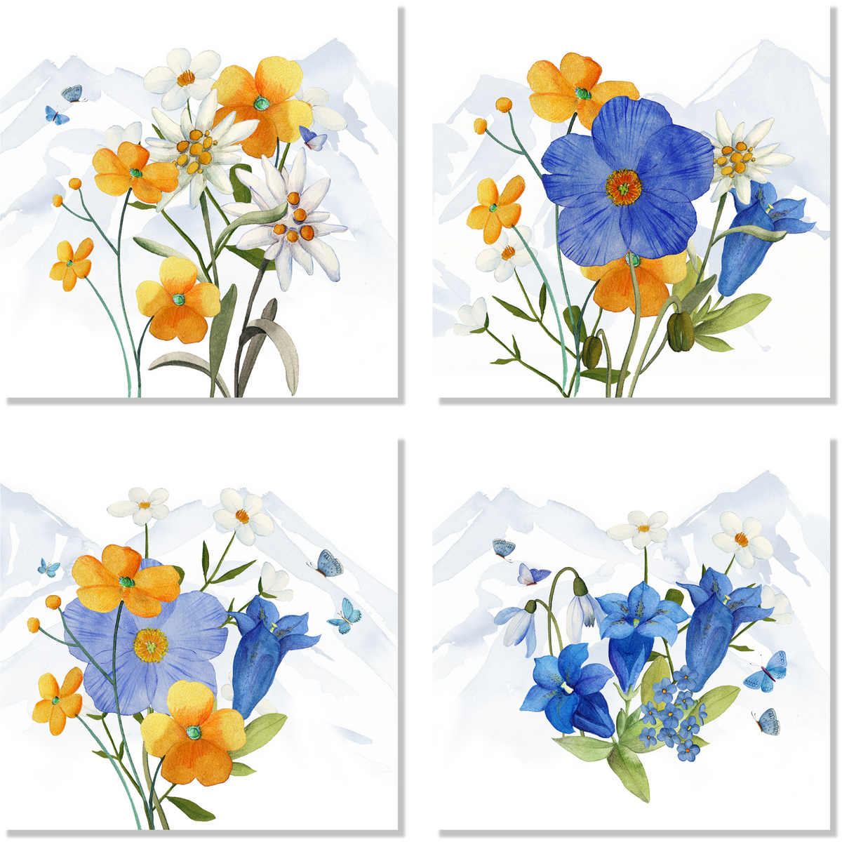 Set Of 4 Napkins «Alpi Flora» 100% Made in Italy - The Napking
