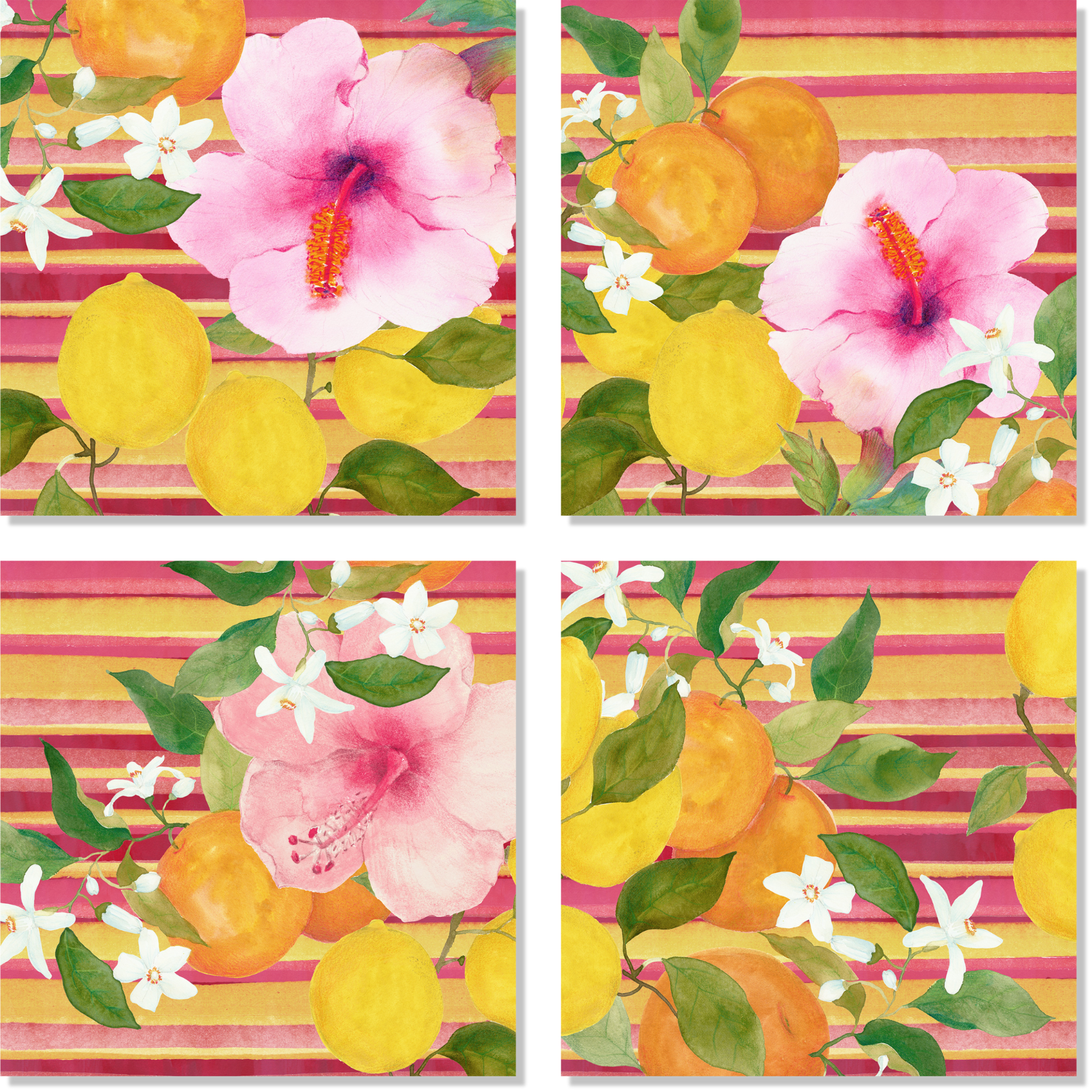 Set Of 4 Napkins Premium Linen «Ibiscus» 100% Made in Italy - The Napking