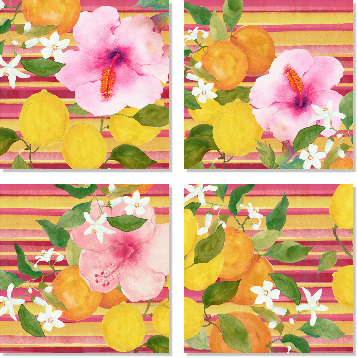 Set Of 4 Napkins Premium Linen «Ibiscus» 100% Made in Italy - The Napking