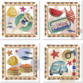 Set of 4 Napkins Satin «Collage» 100% Made in Italy - The Napking