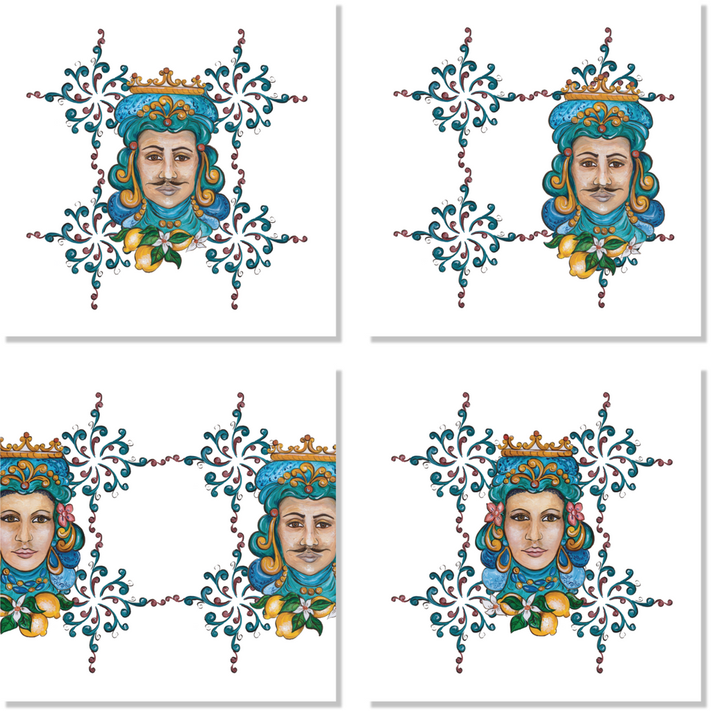 Set of 4 Linen Napkins Teste Di Moro 100% Made in Italy