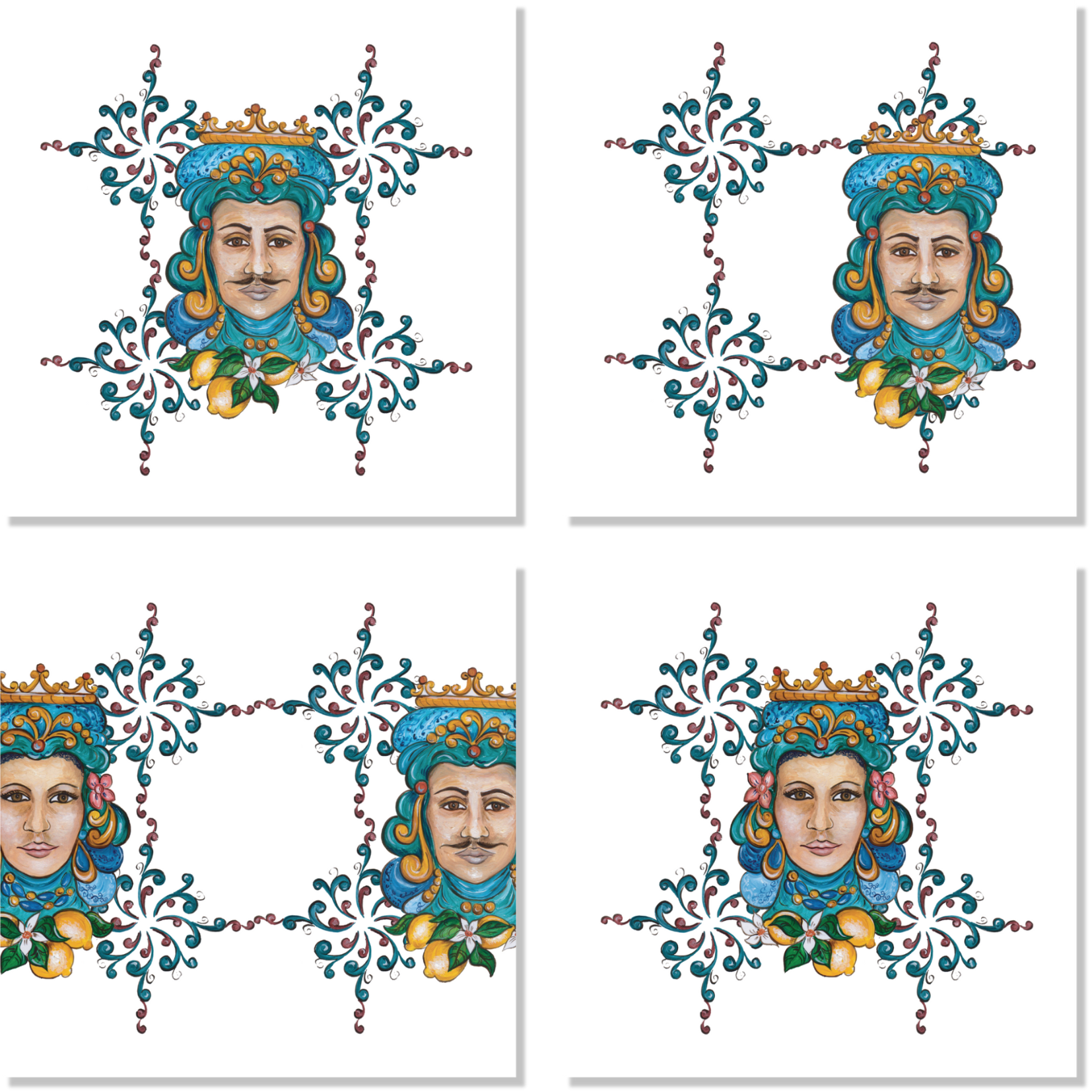 Set of 4 Linen Napkins Teste Di Moro 100% Made in Italy