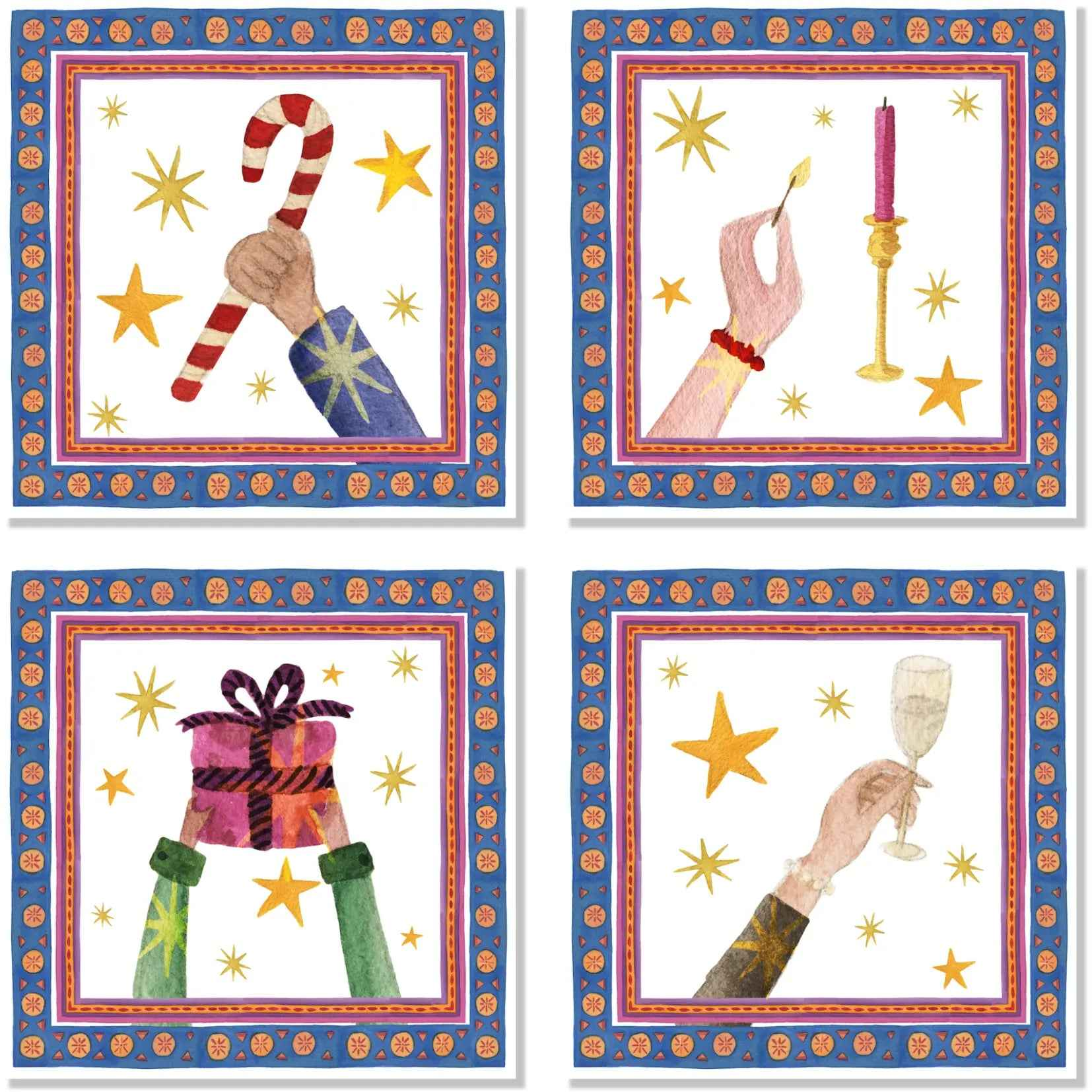 Set 4 Napkins Satin Xmas Party 100% Made in Italy