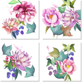 Set of 4 Napkins Satin «Peonia» 100% Made in Italy