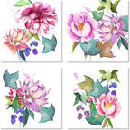 Set of 4 Napkins Satin «Peonia» 100% Made in Italy