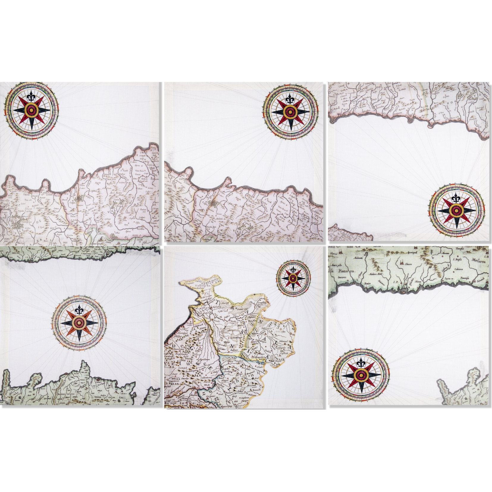 Set of 6 placemats Atlas + 6 Napkins 100% Made in Italy
