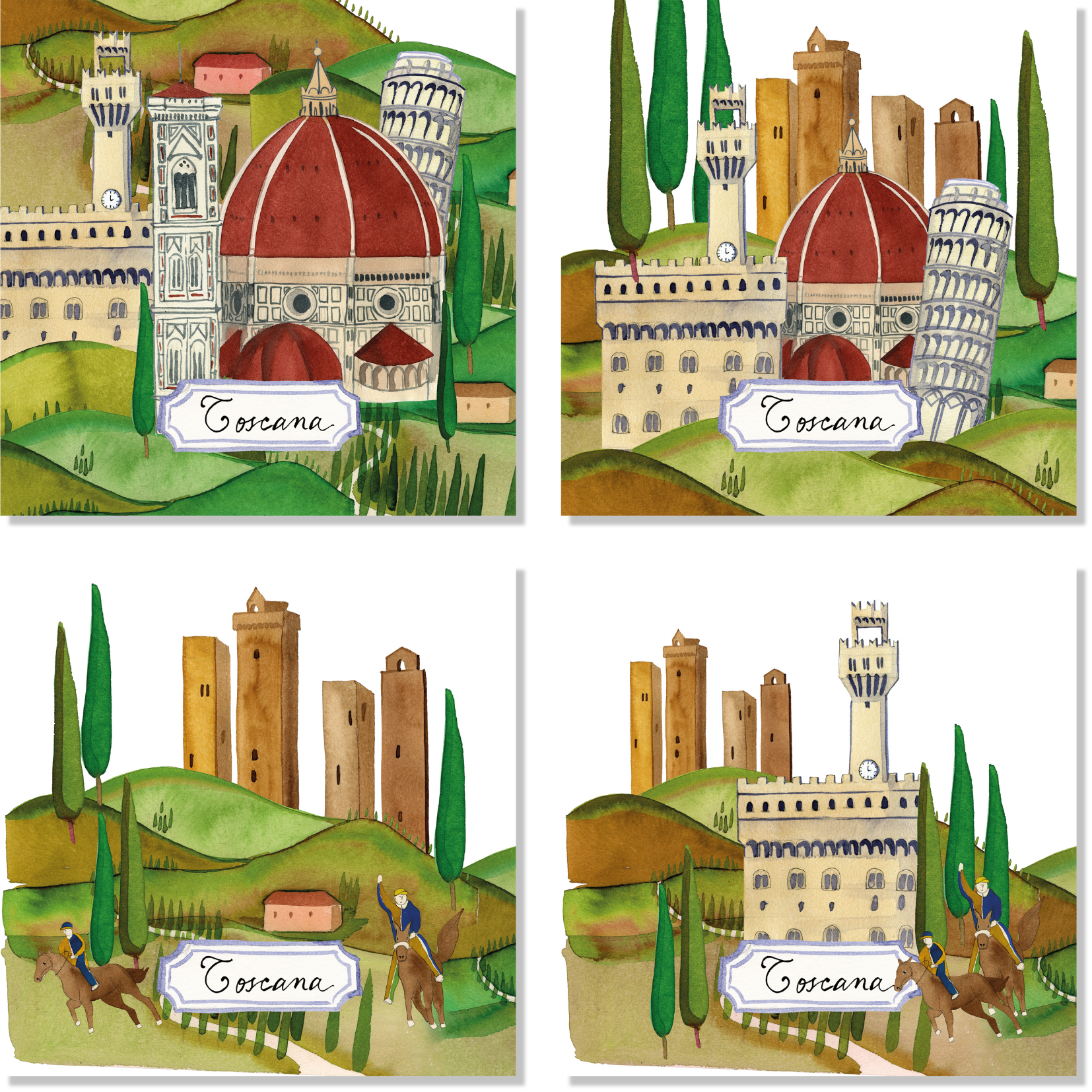 Set Of 4 Napkins «Toscana» 100% Made in Italy