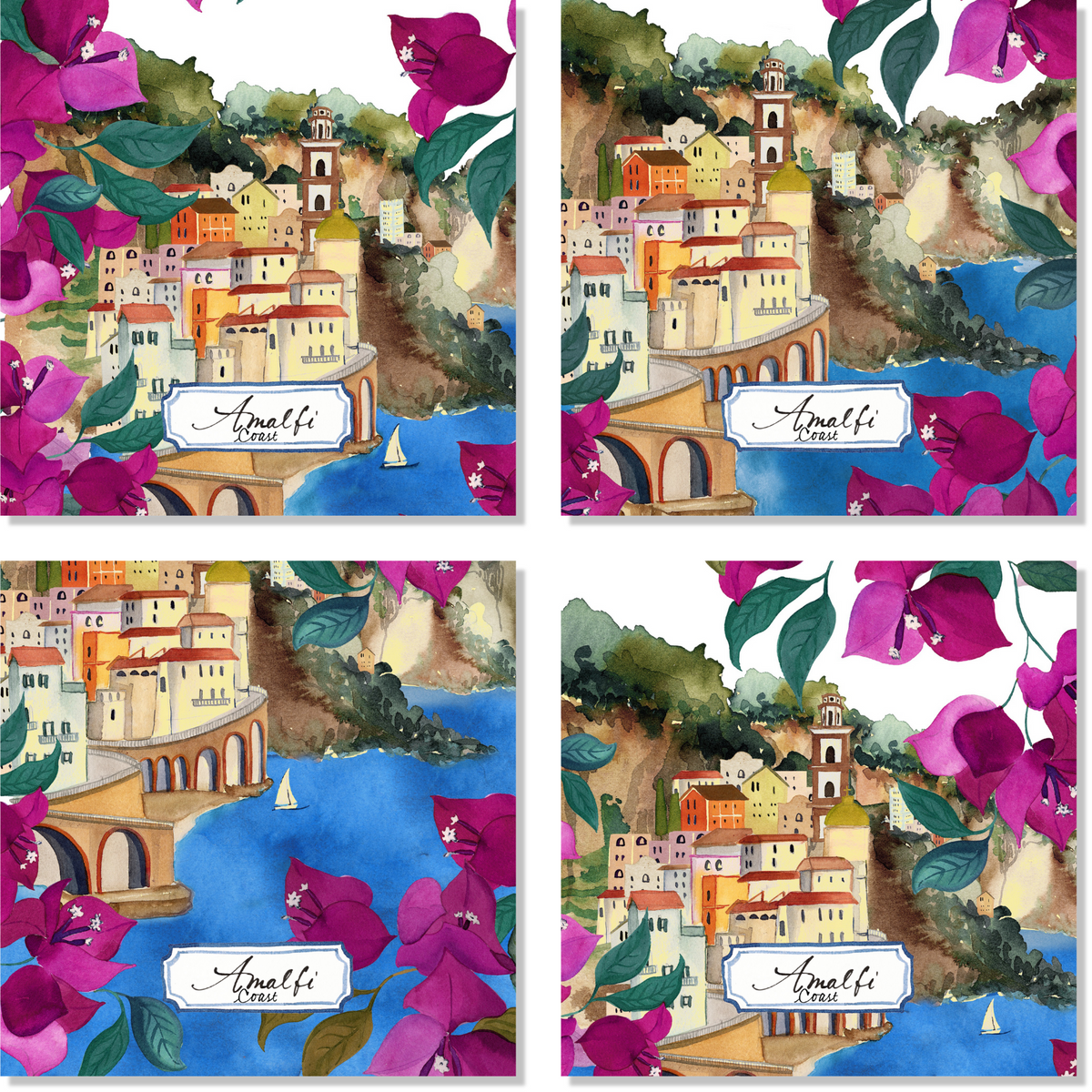 Set Of 4 Napkins «Amalfi24» 100% Made in Italy