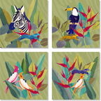 Set of 4 Napkins Satin «Jungle» 100% Made in Italy