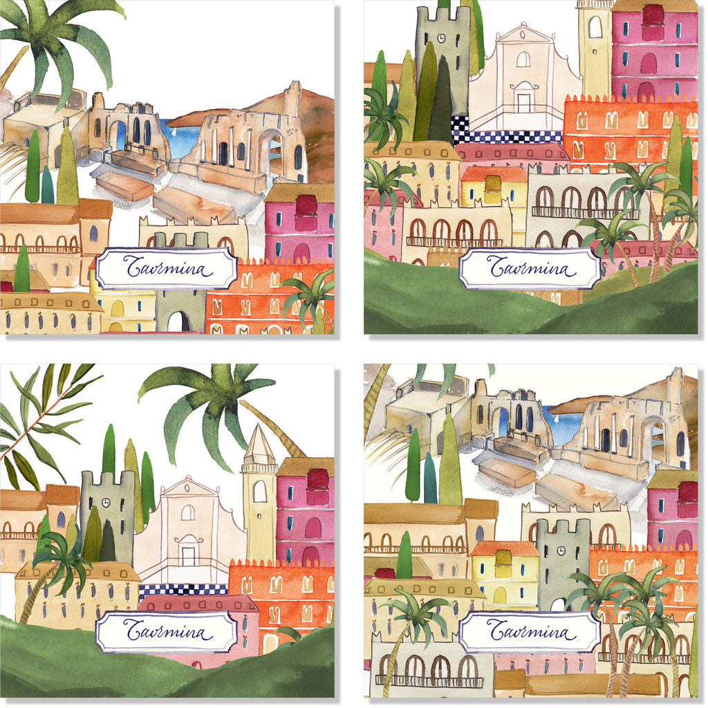 Set Of 4 Napkins «Taormina» 100% Made in Italy