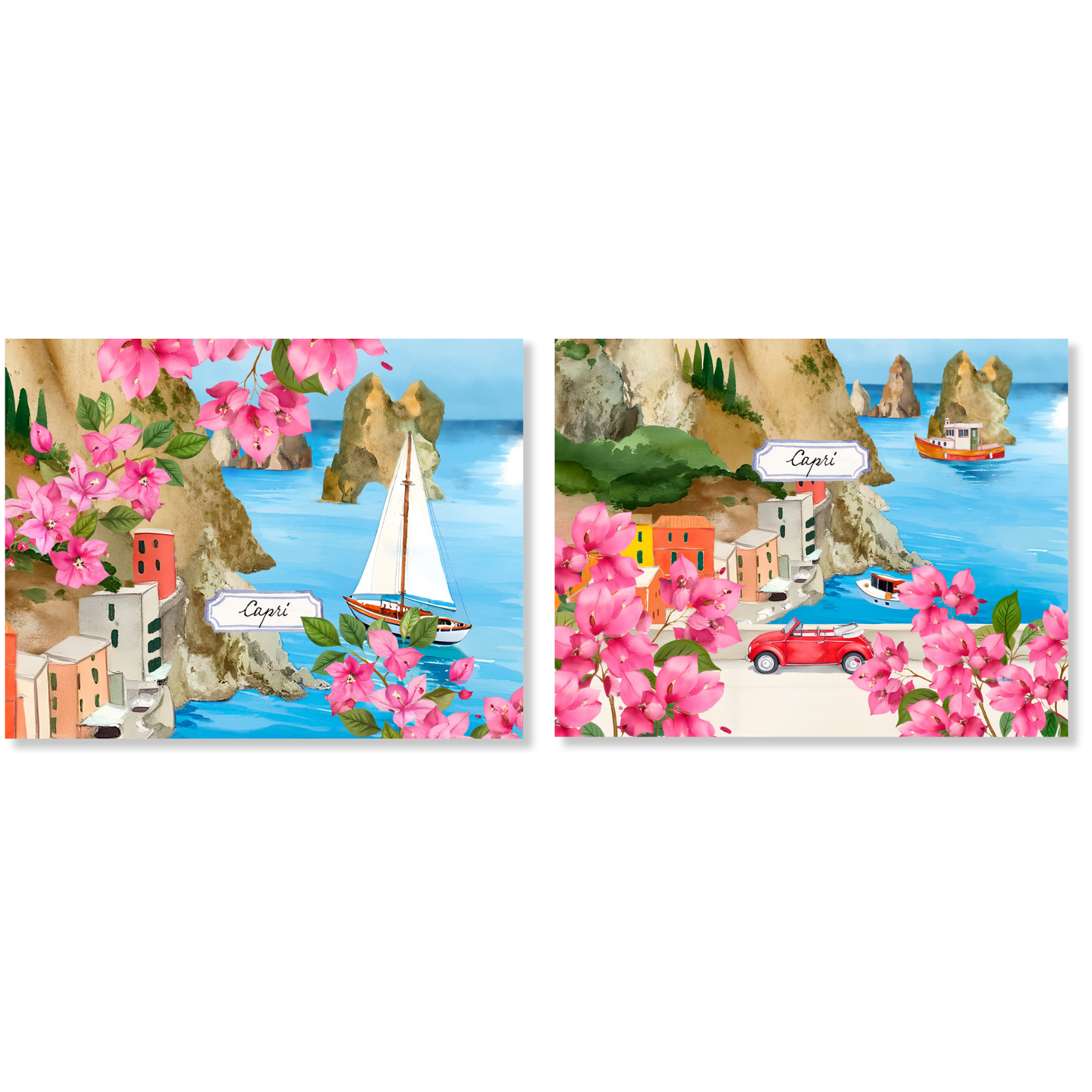 Set of 2 Placemats Set in Panama Cotton Capri