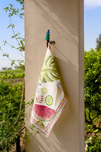 Summer Party pure linen kitchen towels digitally printed Made in Italy