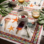 Summer Party set of 4 cotton satin placemats digitally printed Made in Italy