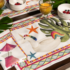 Summer Party set of 4 cotton satin placemats digitally printed Made in Italy