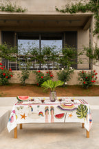 Summer Party cotton satin tablecloth digitally printed Made in Italy