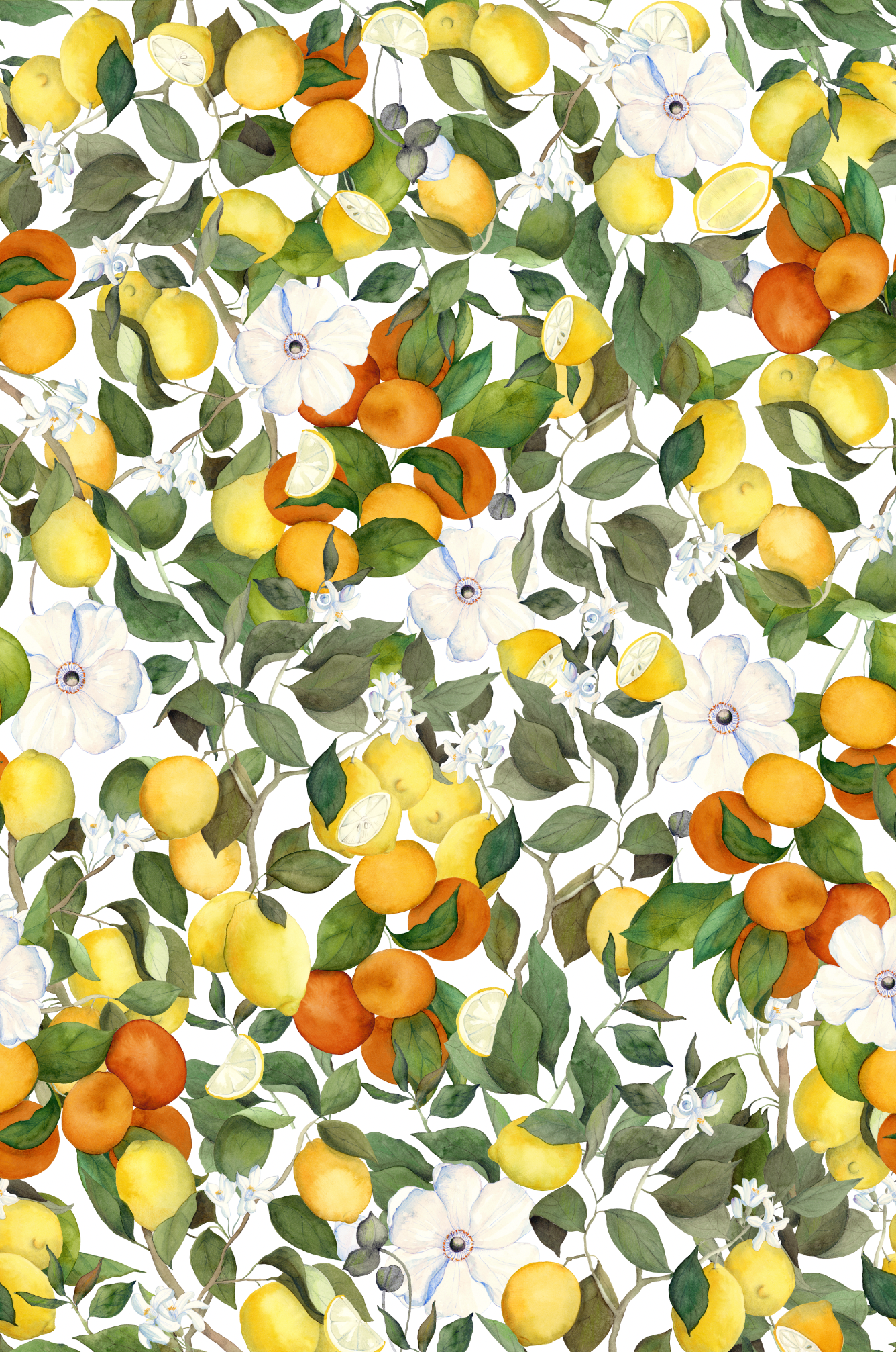 Amalfi Allover Citrus Print Fabric (By the Meter) The Napking