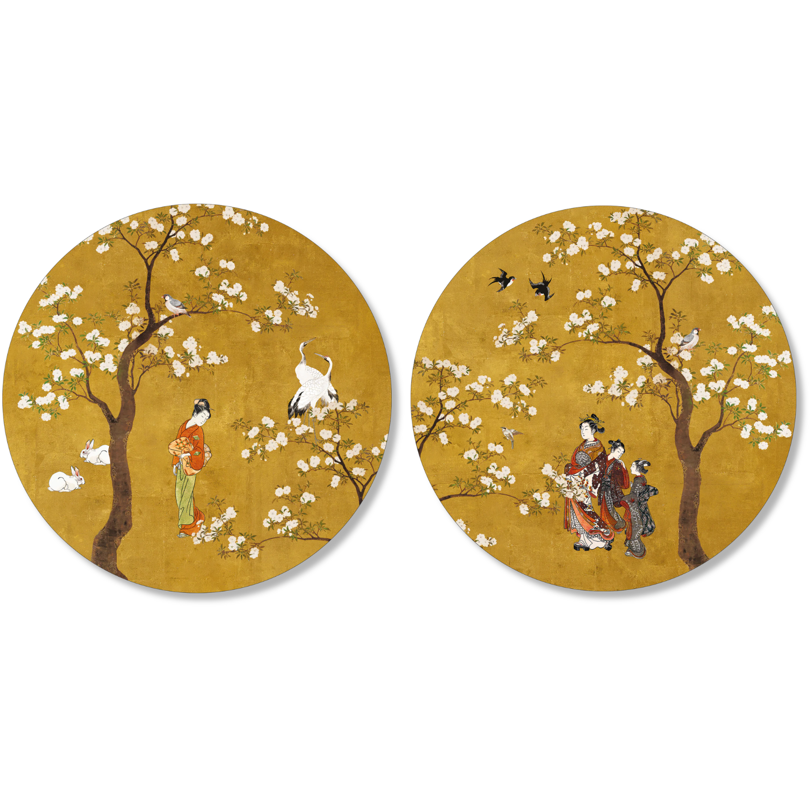 Set 2 tovagliette americane rotonde rigide «Ukiyo» 100% Made in Italy