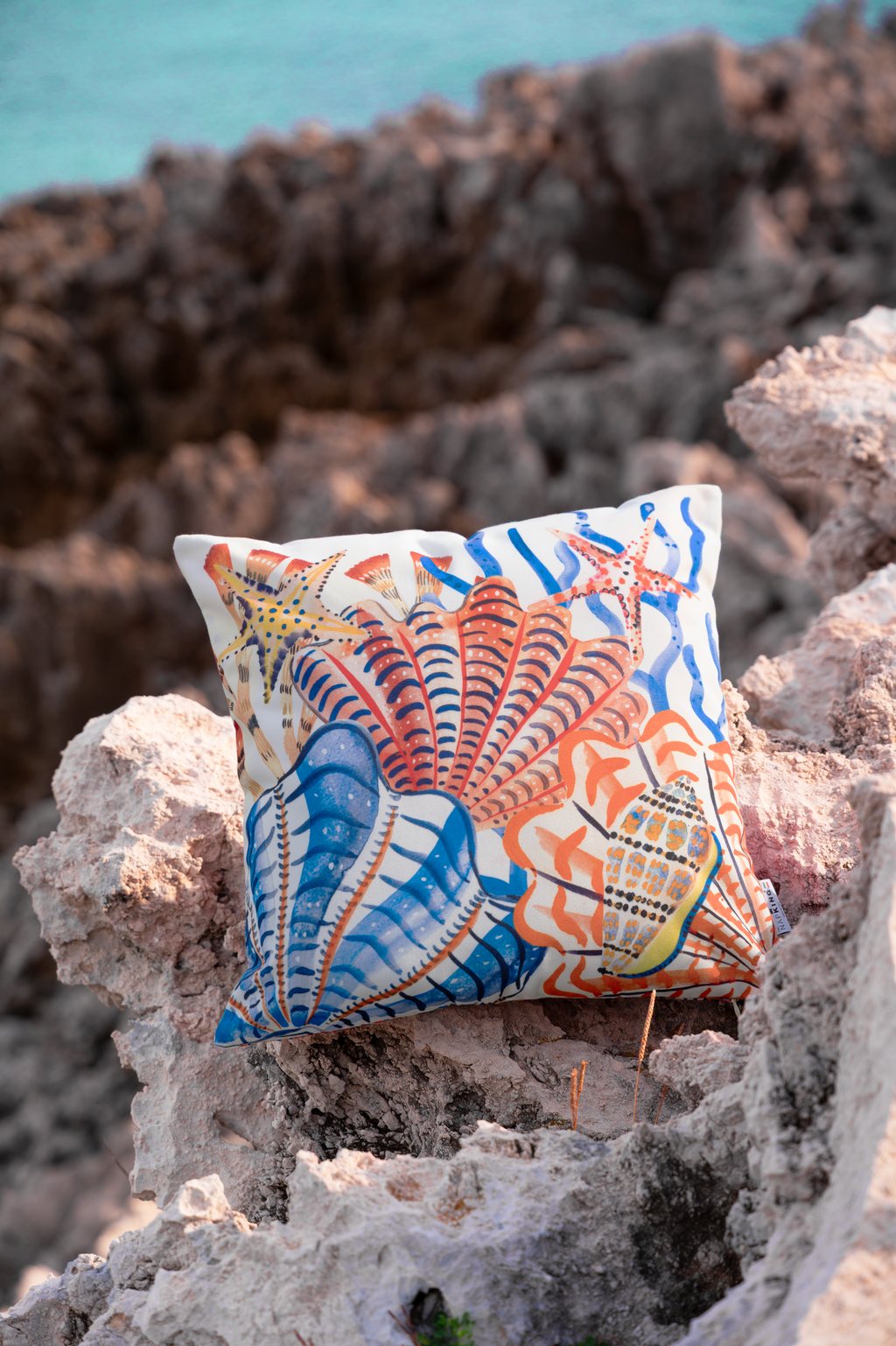 Cushion Canvas Shell Bay, 100% Made in Italy