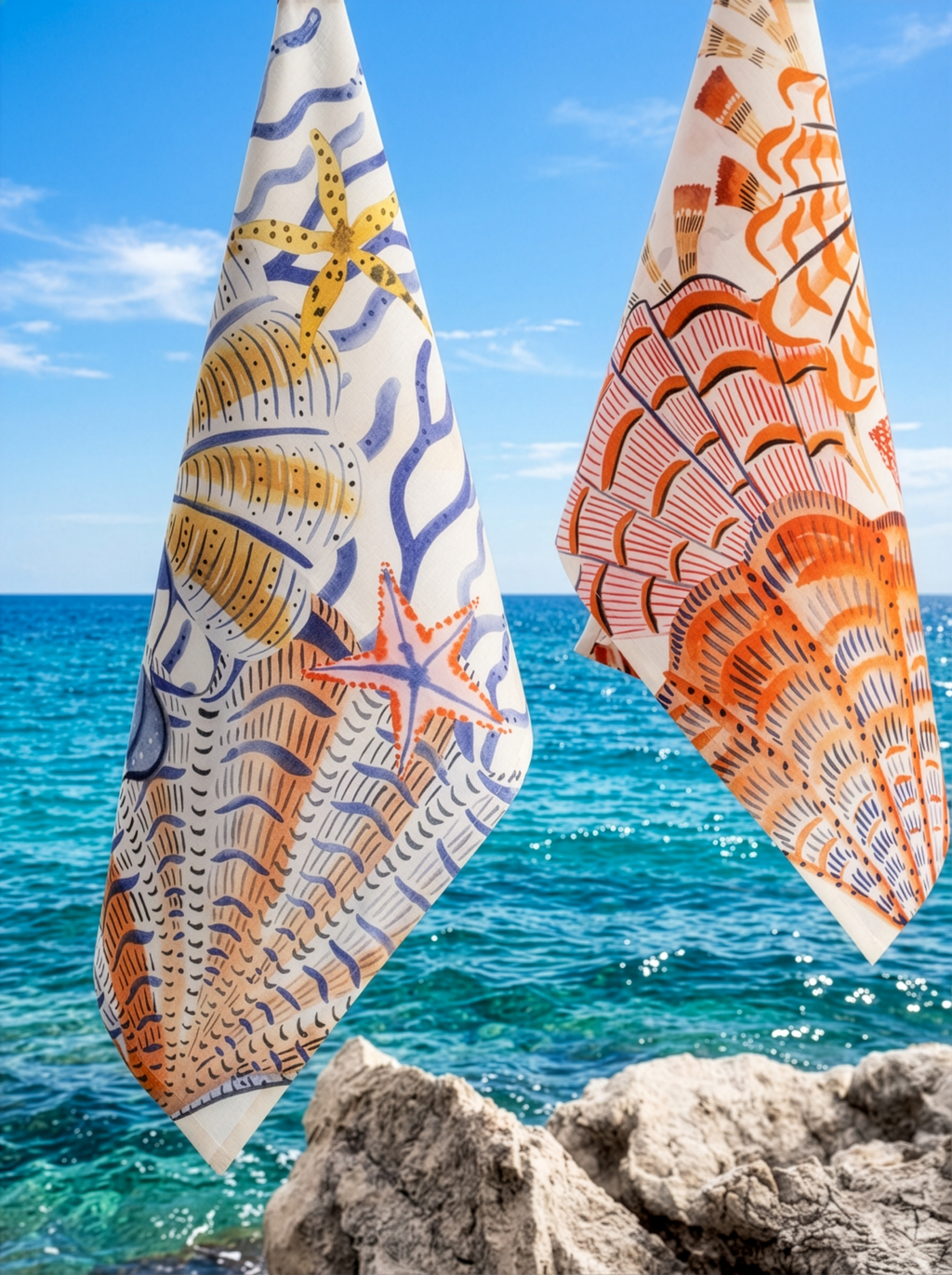 Kitchen Towels Shell Bay 100% Made in Italy