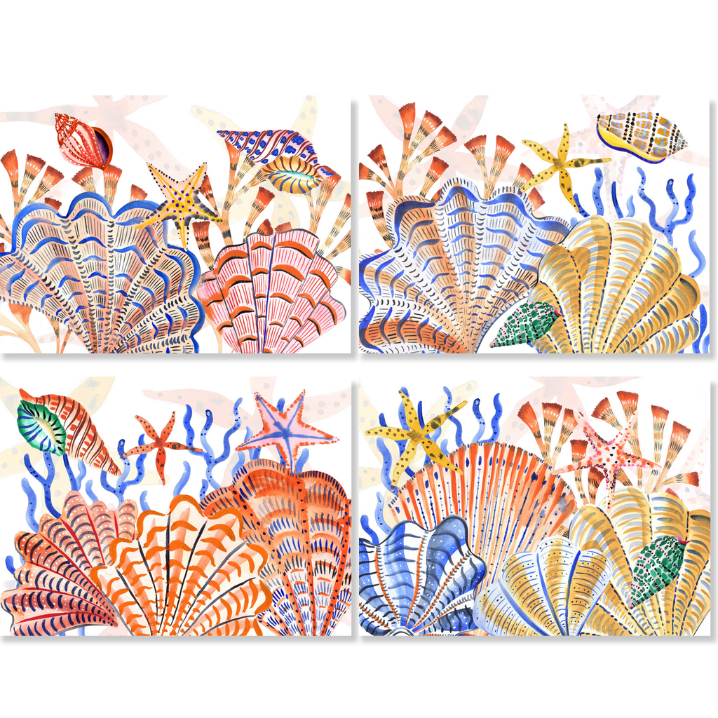 Set of 4 Satin Placemats Shell Bay 100% Made in Italy