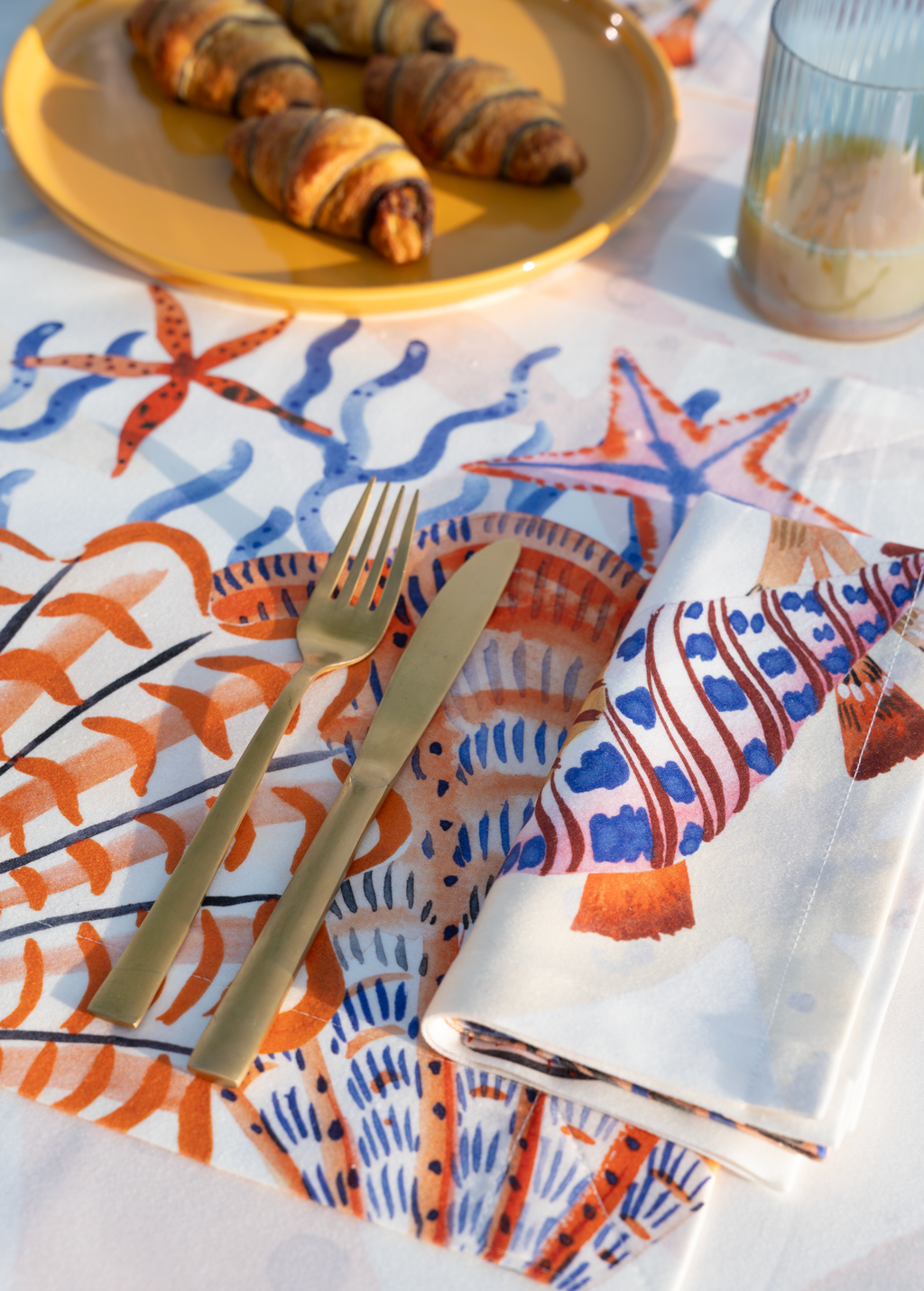 Set of 4 Satin Placemats Shell Bay 100% Made in Italy