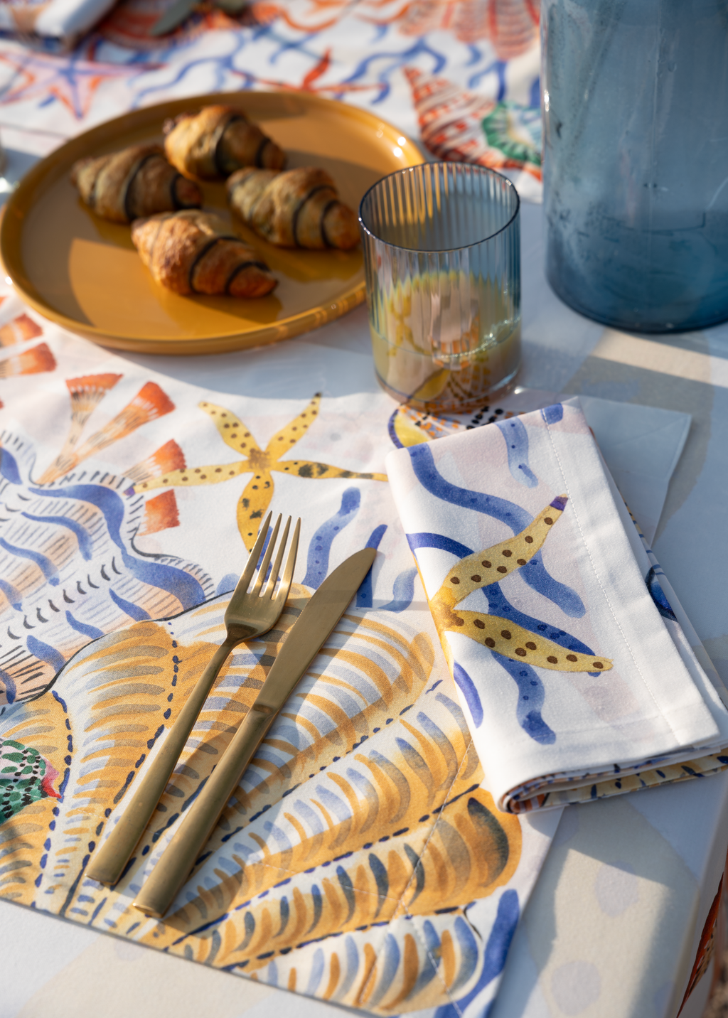 Set of 4 Napkins Satin Shell Bay 100% Made in Italy