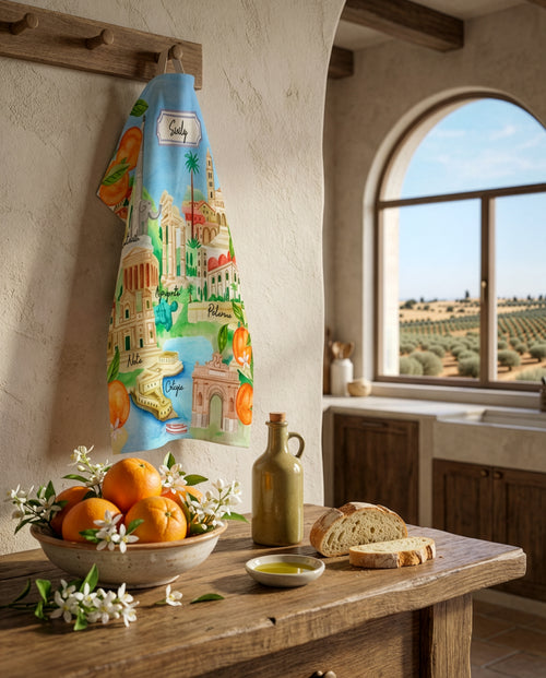 Asciugamani da cucina Sicilia, 100% Made in Italy