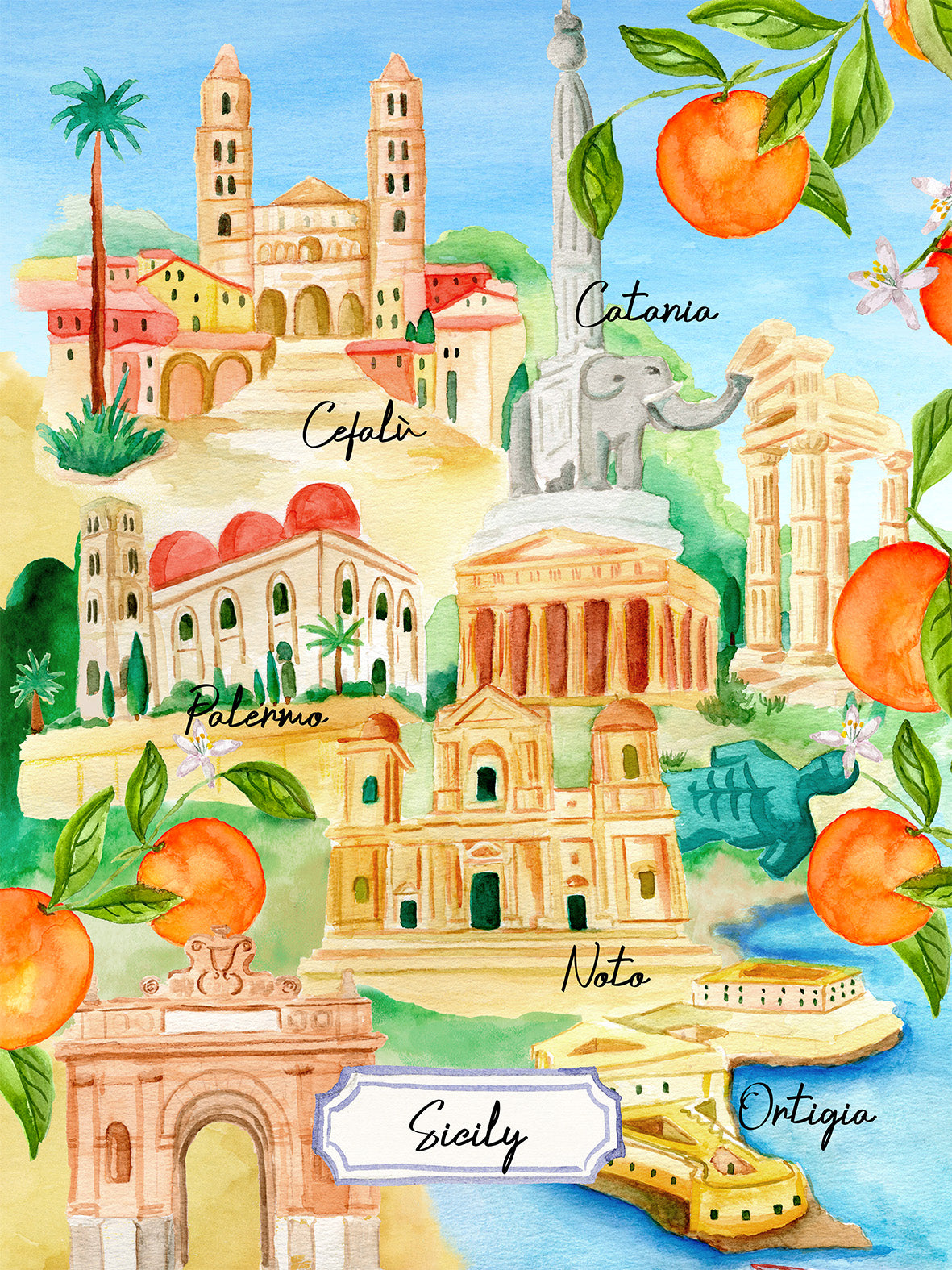 Kitchen Towels Sicily, 100% Made in Italy