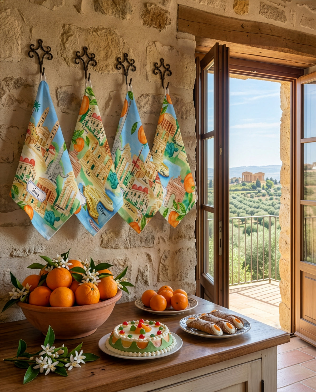 Set Of 4 Napkins Sicily 100% Made in Italy
