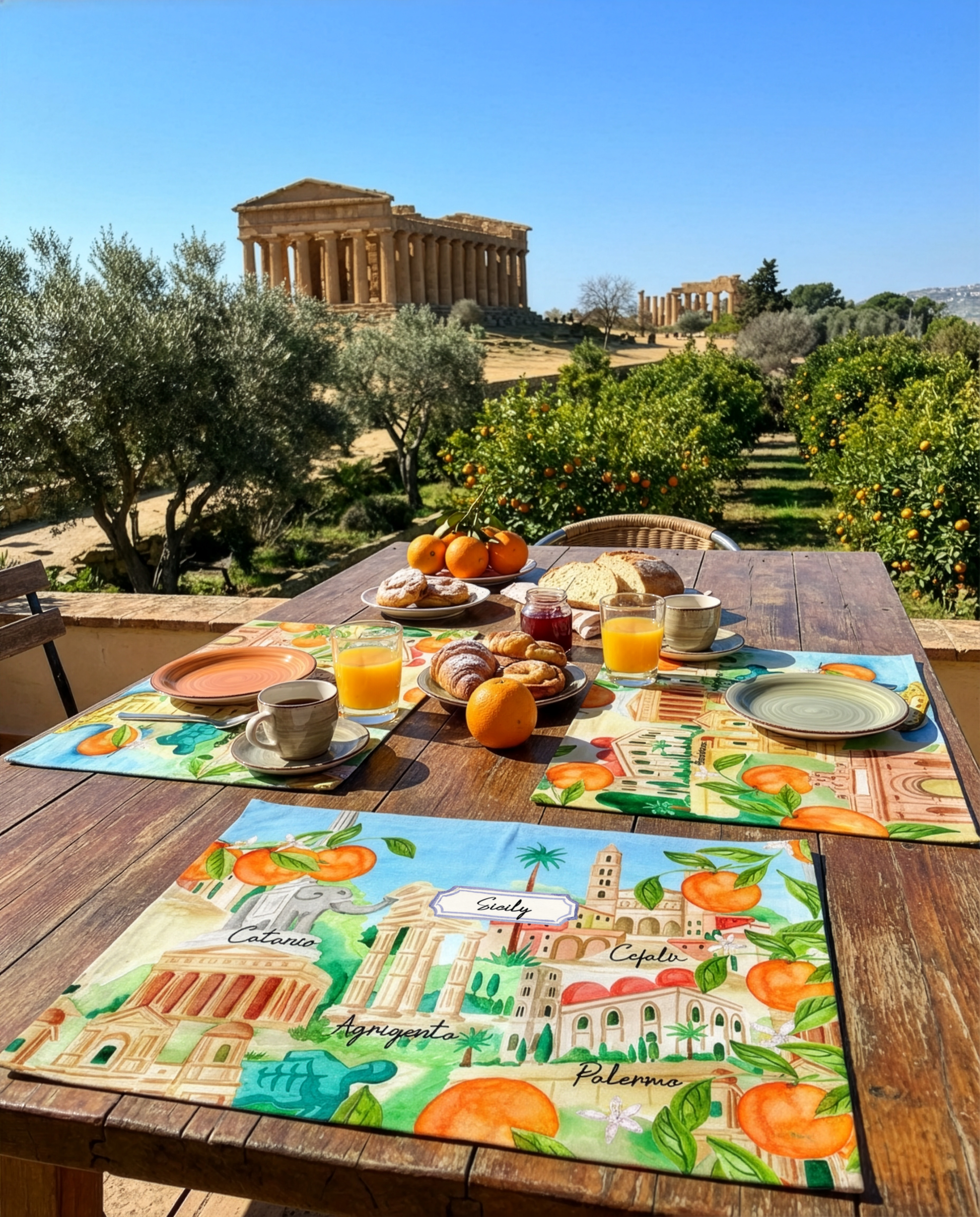 Set of 2 Placemats Set in Panama Cotton Sicily