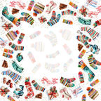 Socks tablecloth in mixed linen, 120x120 cm, Christmas stocking print