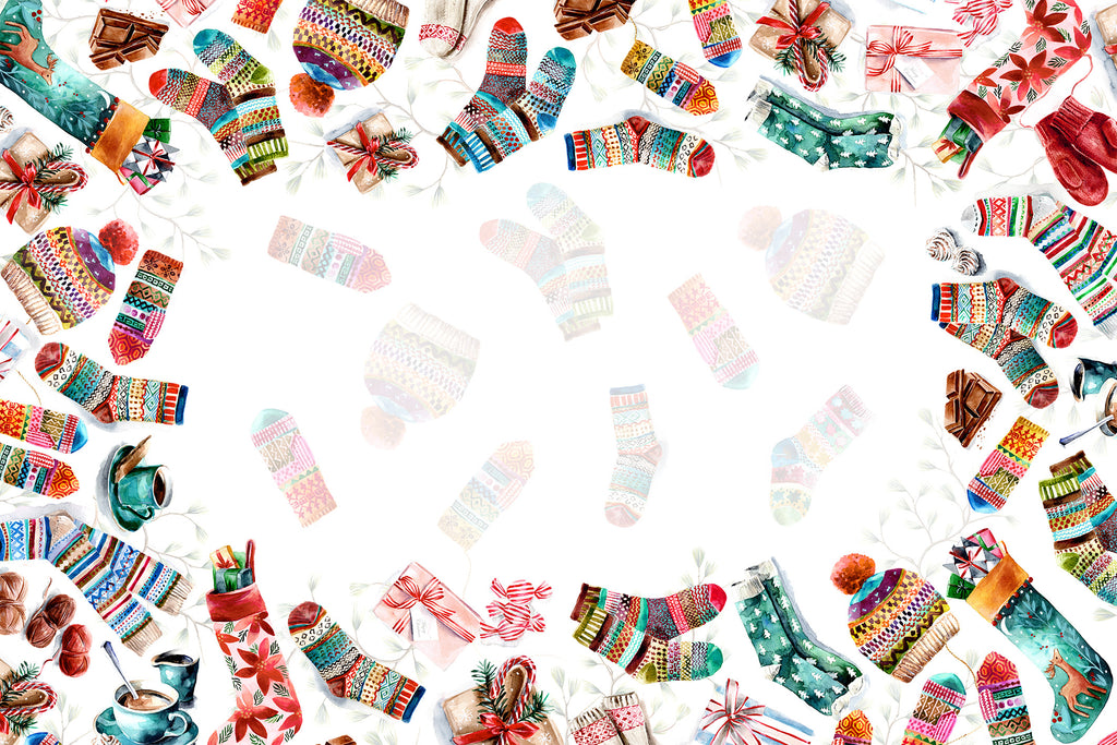 Socks tablecloth in mixed linen, 180x270 cm, Christmas stocking print