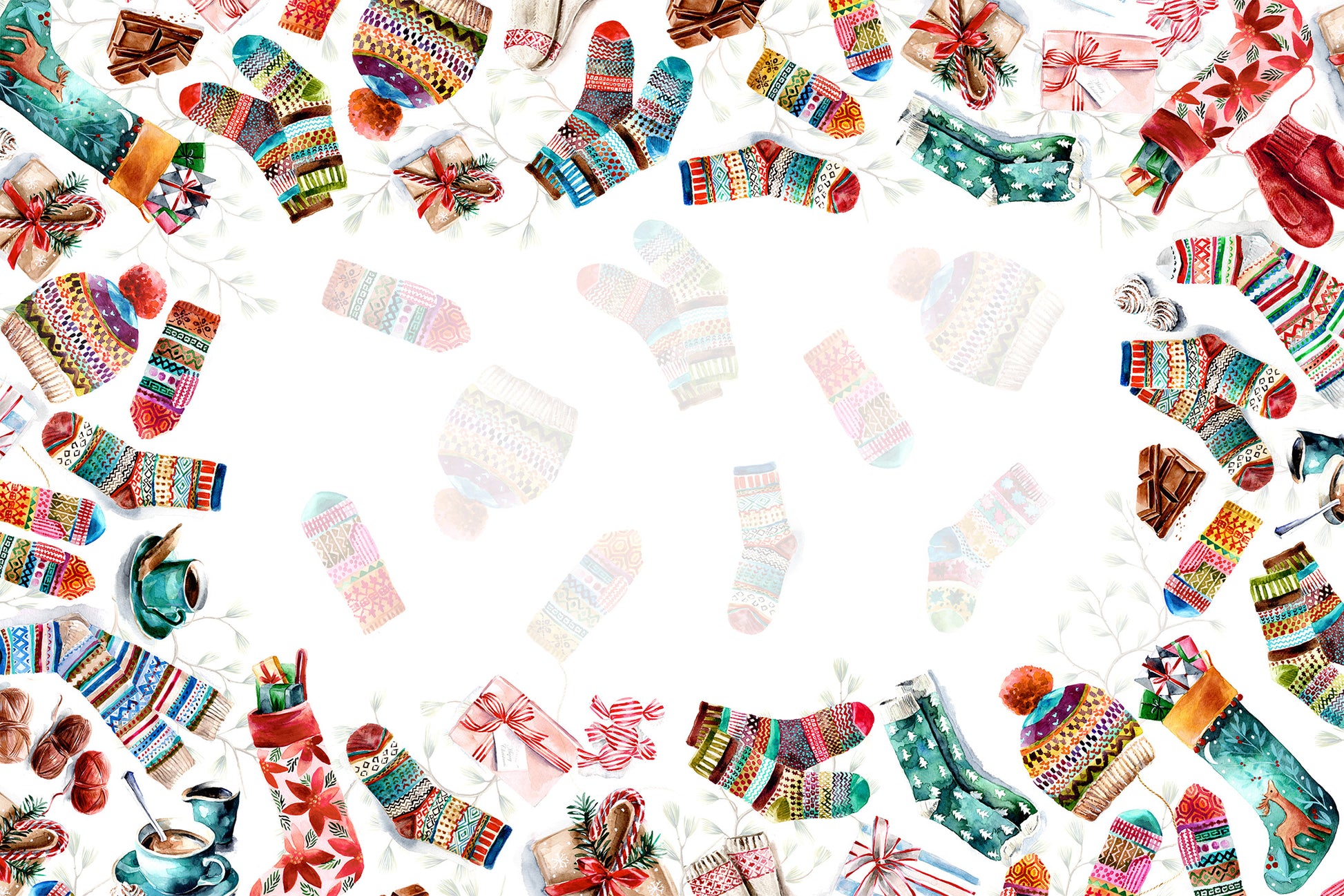 Socks tablecloth in mixed linen, 180x270 cm, Christmas stocking print