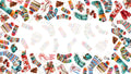 Socks tablecloth in mixed linen, 180x320 cm, Christmas stocking print